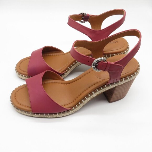 Lucky Brand Women's Rose Red Ankle Strap Block Heel Sandals Size 12 NEW - Picture 5 of 7